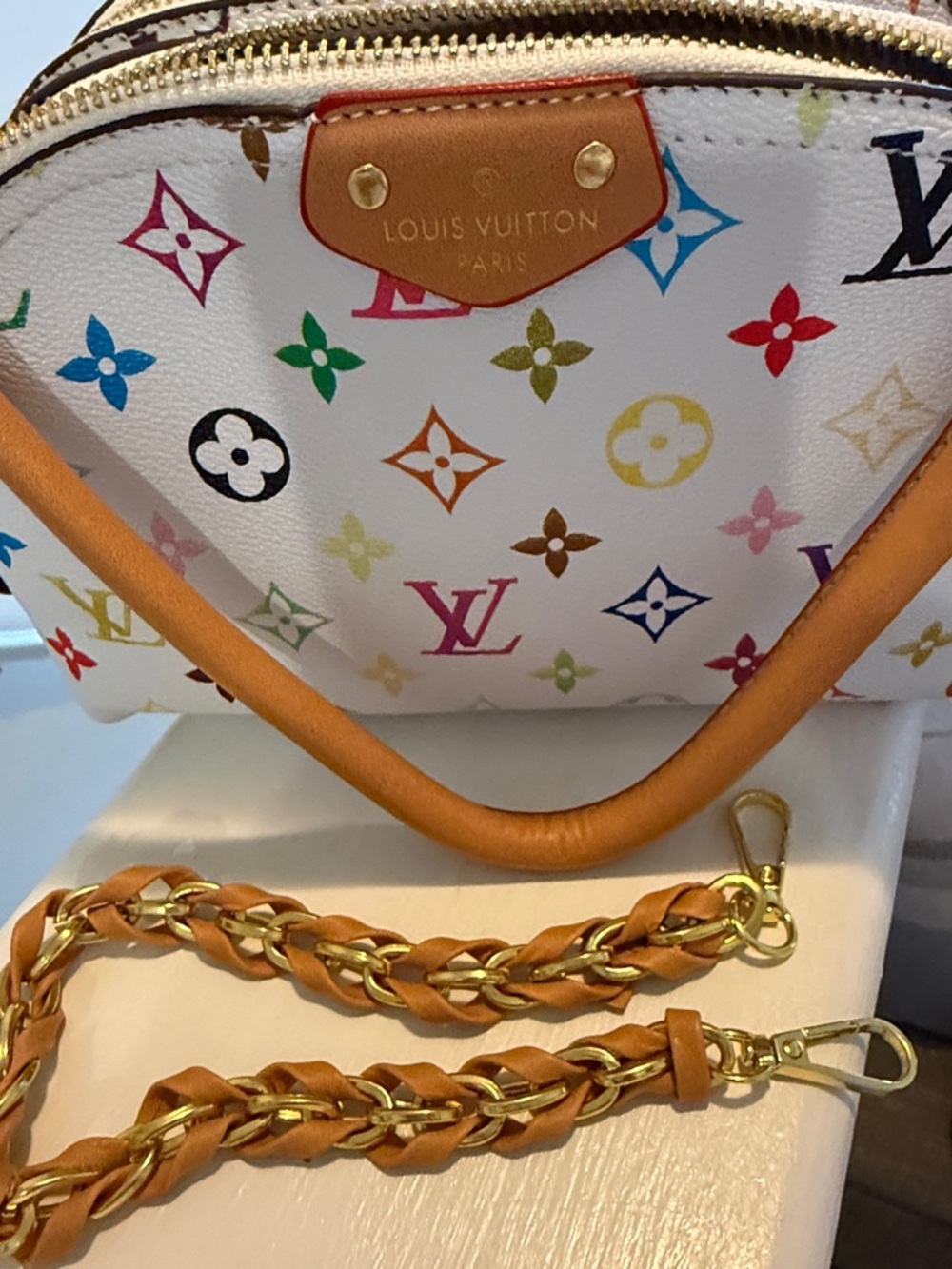 Multicolor Monogram White Canvas Doubled Crossbody Bag - Picture 6 of 6